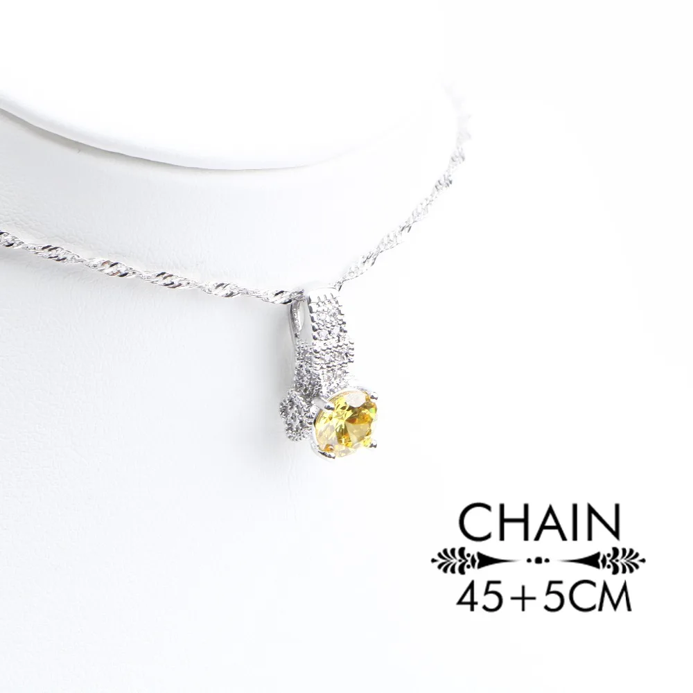 Женский комплект украшений из серебра 925 пробы серьги с желтым кубическим