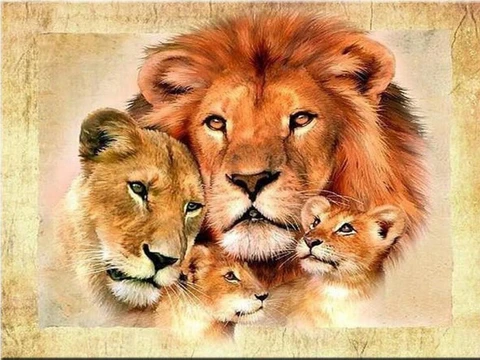 Алмазная мозаика с изображением льва