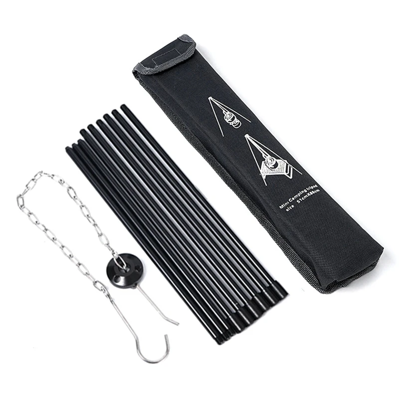 

1Pcs Portable Aluminum Alloy Outdoor Camping Tripod Picnic Folding Campfire Cookware Grill Pot Hanging Hook Rack