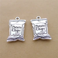 30pcslot antique silver totato chips charms 16x26mm metal charms for jewelry making