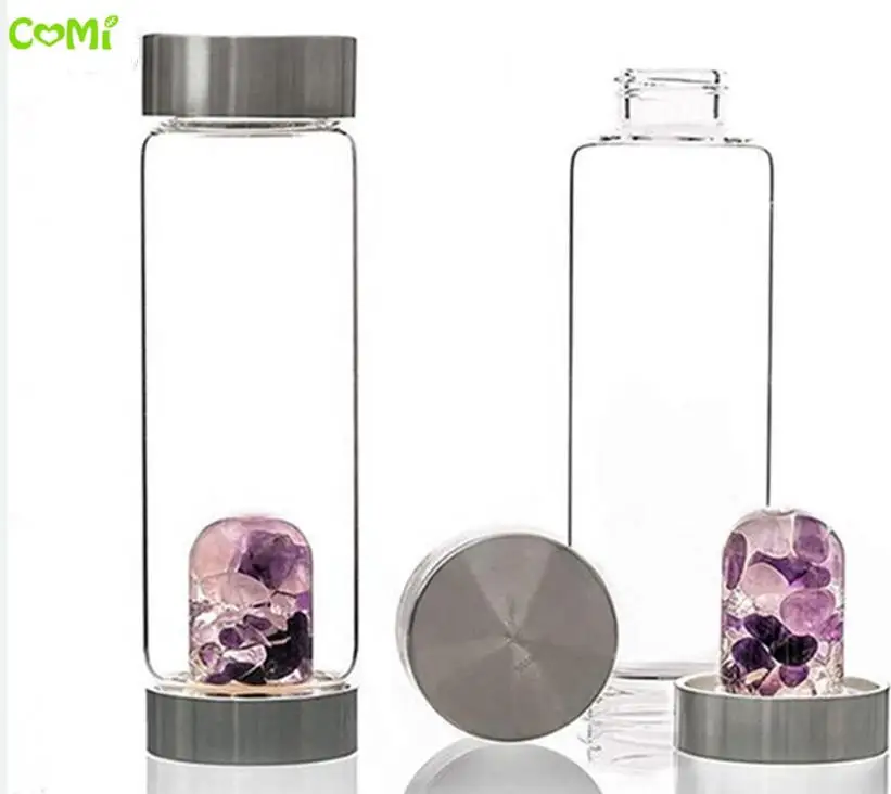 U образный природный гравий кристальная бутылка для воды кварцевый кристалл