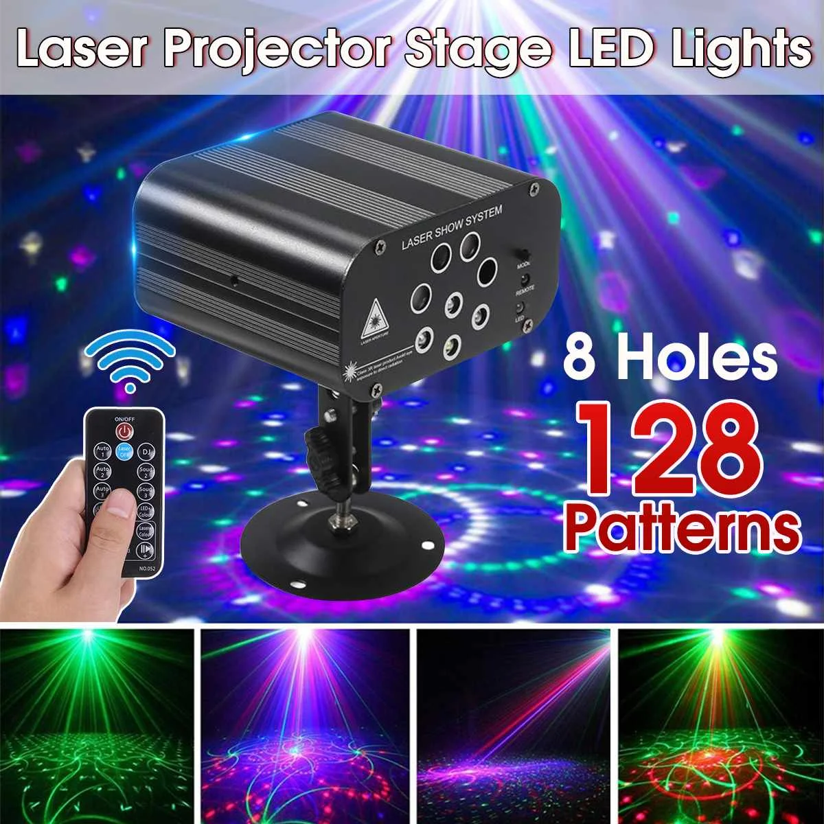 

RGB Disco Light DJ 12/64/128 Patter LED Effect Light With Controller Laser Stage Projector Lamp Wedding Birthday Party DJ Lamp