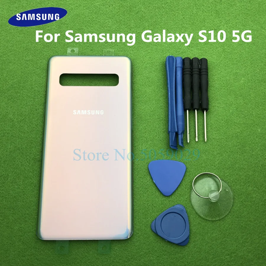 Оригинальная задняя крышка батарейного отсека, стеклянный корпус для samsung GALAXY S10 5G версия G977 G977F задняя батарейка, Задняя стеклянная крышка+ Инструменты