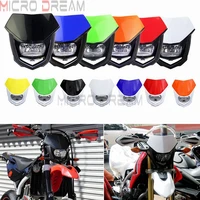 13 colors universal 12v h4 headlight fairing motocross enduro supermoto dirt bike head light mask for honda yamaha kawasaki