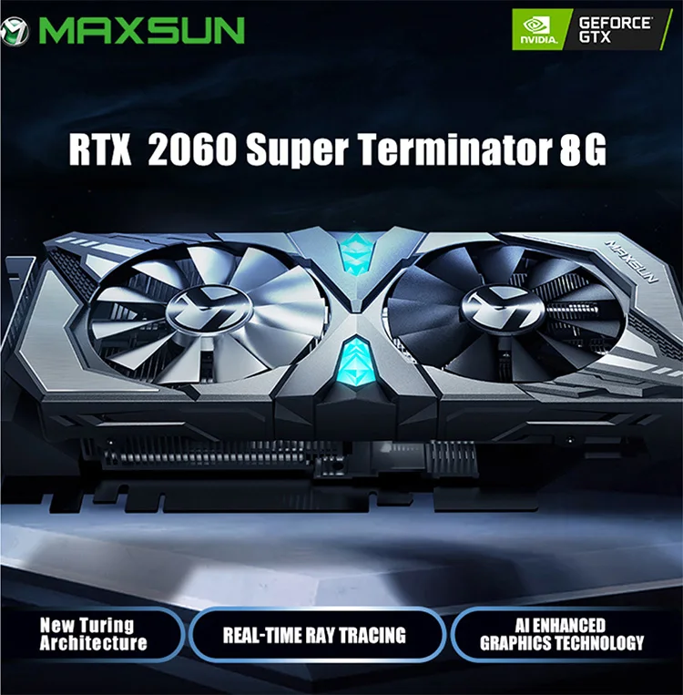 MAXSUN графическая карта rtx 2060 Super Terminator 8G HDMI+ 3DP+ DVI NVIDIA GDDR6 1470MHz 256bit 14000MHz 12nm gtx 960 pc видеокарта
