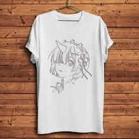 lines kawaii rem anime tshirt men new white casual t shirt unisex manga re life in a different world from zero streetwear tee