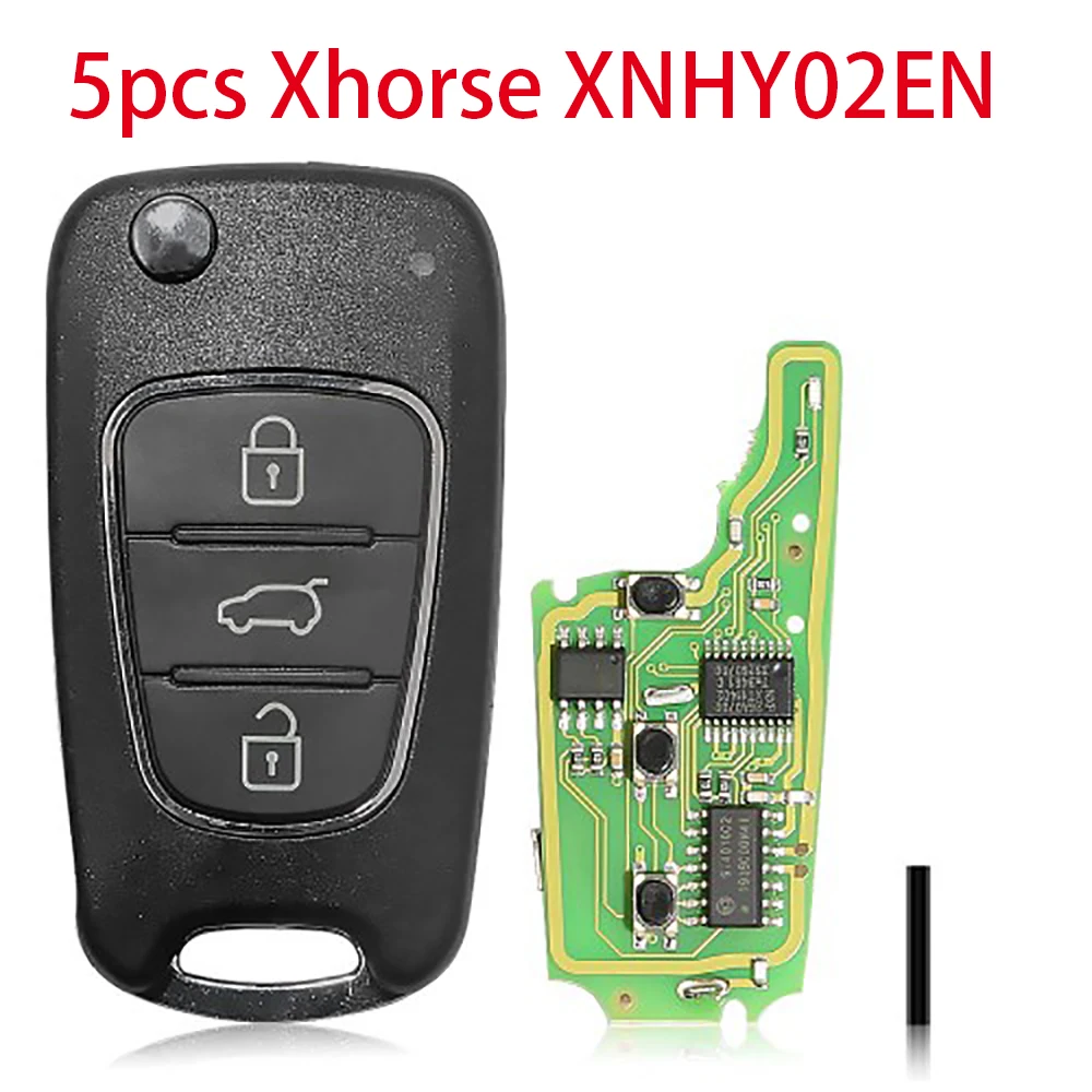 5pcs/lot Xhorse XNHY02EN Wireless Universal Remote Key for Hyundai Flip 3 Buttons for VVDI Key Tool English Version