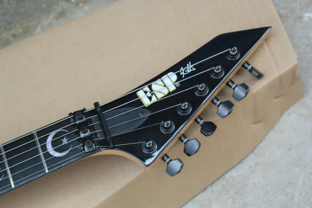 Custom shop KH-2 ouija электрогитара глянцевая черная Кирк хэмметт подписи ouija гитара Звезда и Луна инкрустация гитара