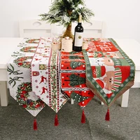 christmas table runner christmas deer santa claus knitted fabric table cover for home kitchen tablecloth wedding party supply