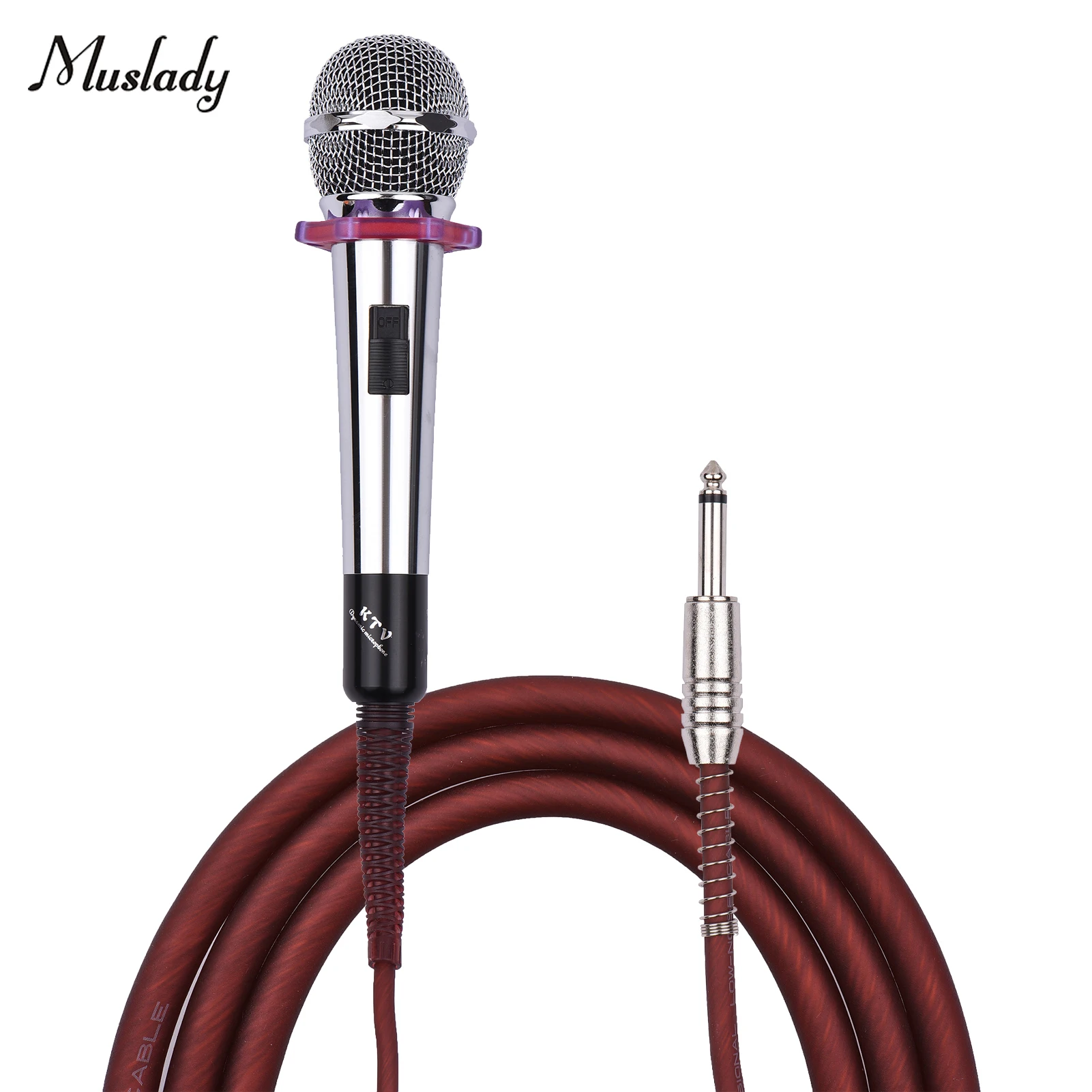 

Muslady Dynamic Handheld Cardioid Condenser Microphone Wired Mic 4.5m/15ft Cable 6.35mm Plug for Music Singing Live Performance