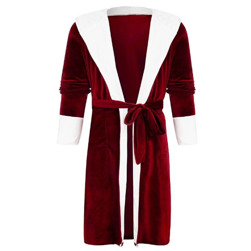 

Women Plush Fleece Robe Hooded Autumn Winter Warm Thick Nightgown Belt Solid Bandage Long Bathrobe Womens Robe