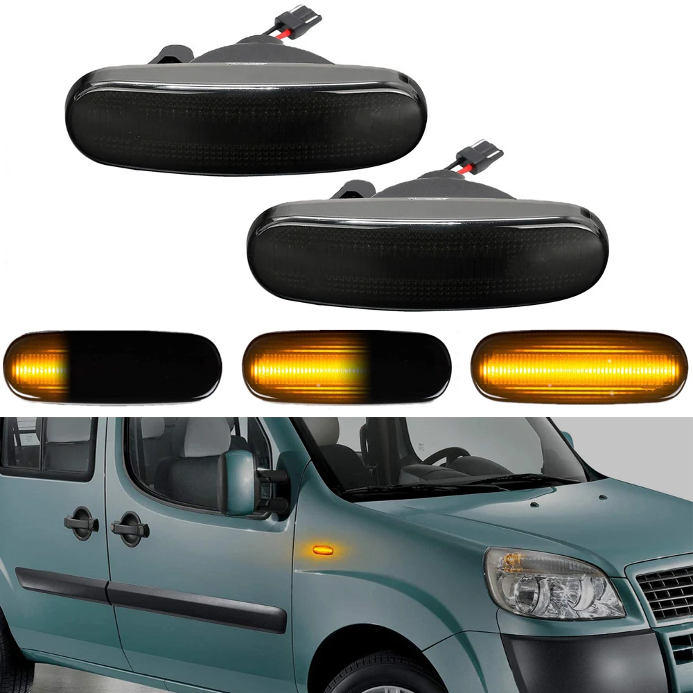 

2X Dynamic Smoke LED Side Marker Light Turn Signal Lamp For Fiat Panda Punto Evo Stilo Qubo Peugeot Citroen Lancia Musa(350)