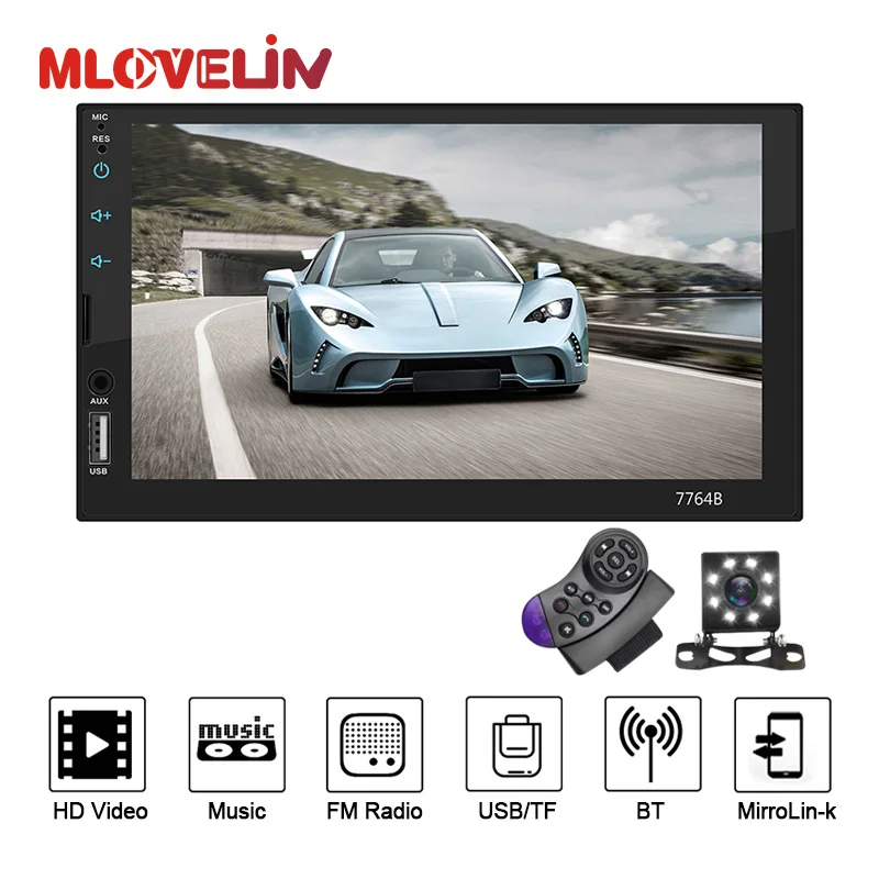 

MLOVELIN Car Radio 2 Din HD 7" Touch Screen Stereo Auto Aux Input MP5 Player For VW Toyota Nissan Hyundai Honda Mirror Link SWC