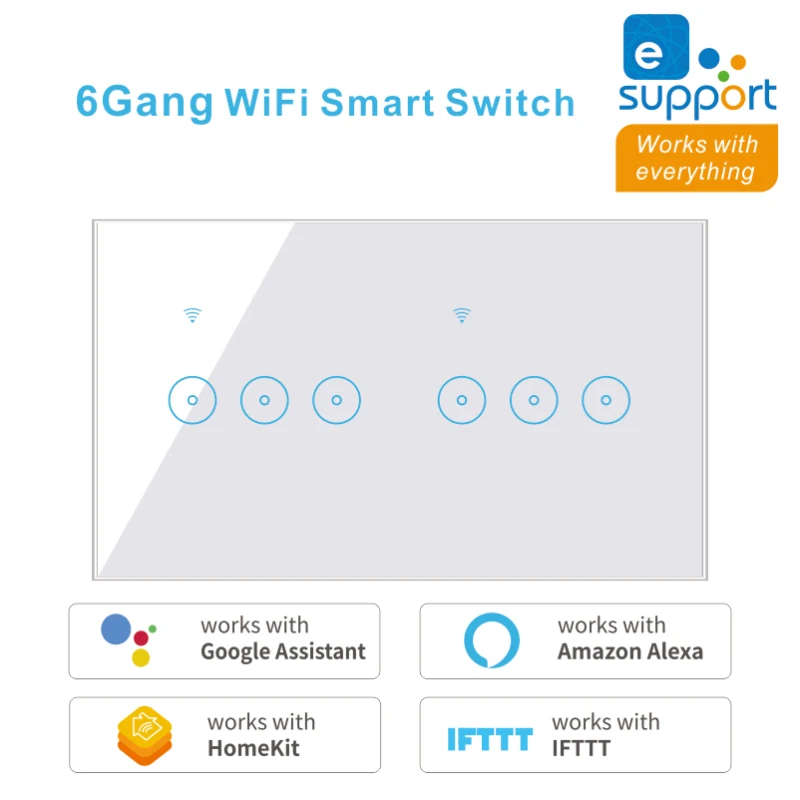 EWeLink Tuya Smart Switch с 4 5 6 банкетными розетками сенсорная панель WiFi беспроводное