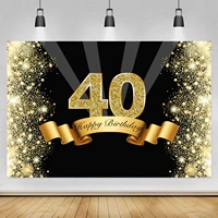 happy 40th birthday backdrop glitter gold adult men women forty birthday party photography background photo booth studio props