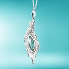 Изысканное бирюзовое ожерелье с подвеской в виде перьев Романтическое женское ожерелье Винтаж Романтический стиль Аксессуар Ожерелье День святого Валентина Годовщина Подарок