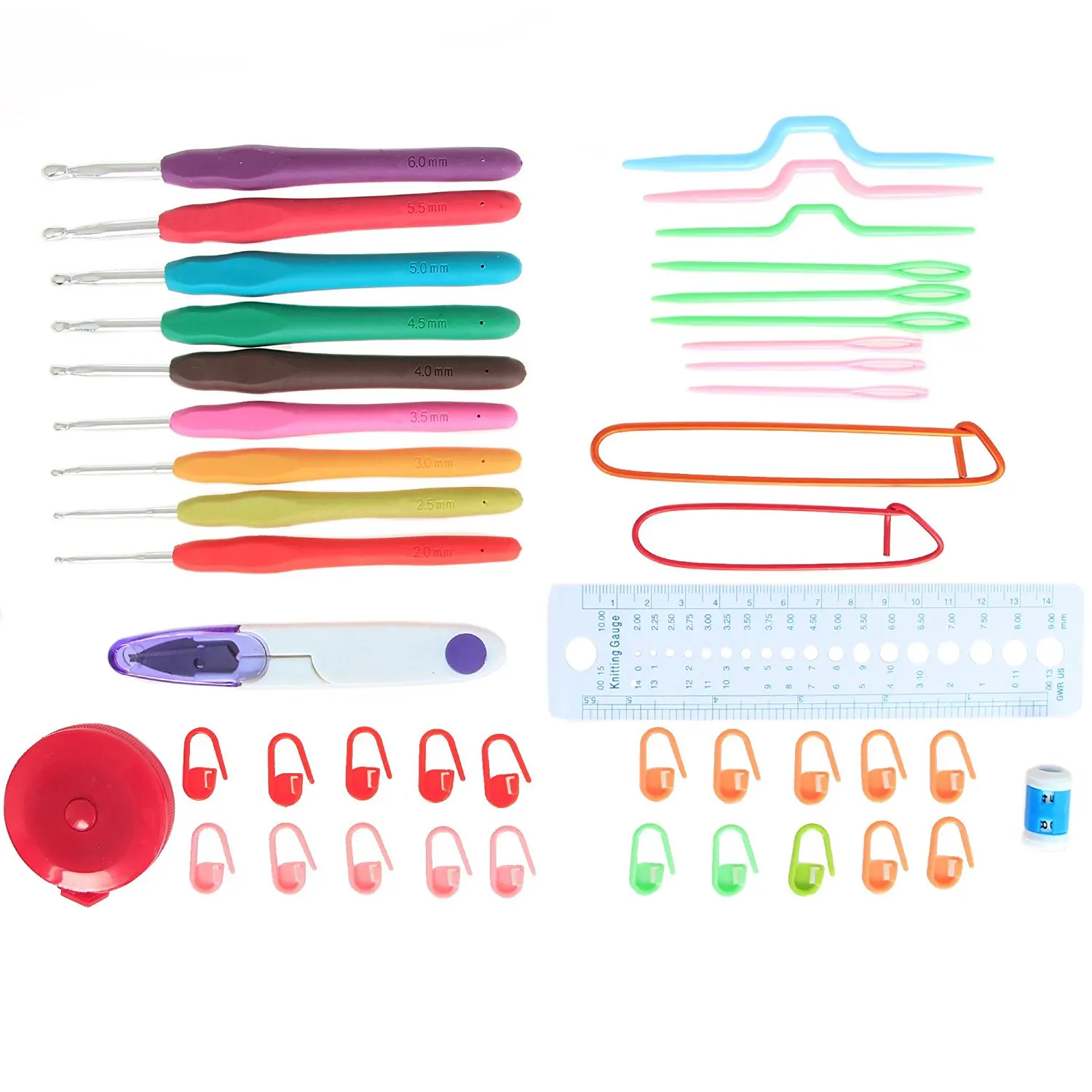 Горячие 45 шт./компл. крючком Крючки стежки набор вязальных игл с молнией