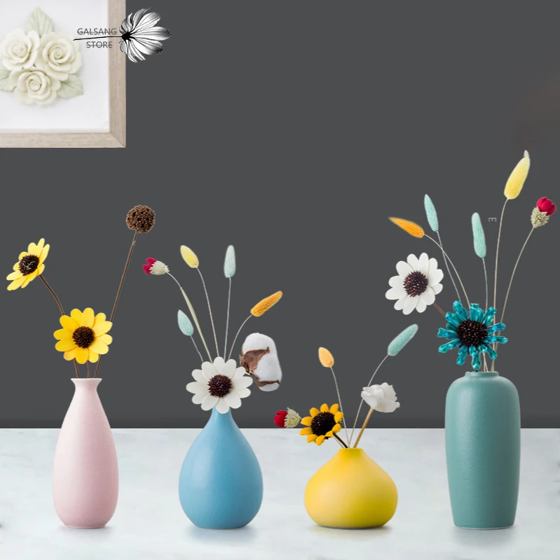 

Ceramic Small Vase Creative Crafts Flower Pot Arrangement Container Bottle Living Room Decoration European Style
