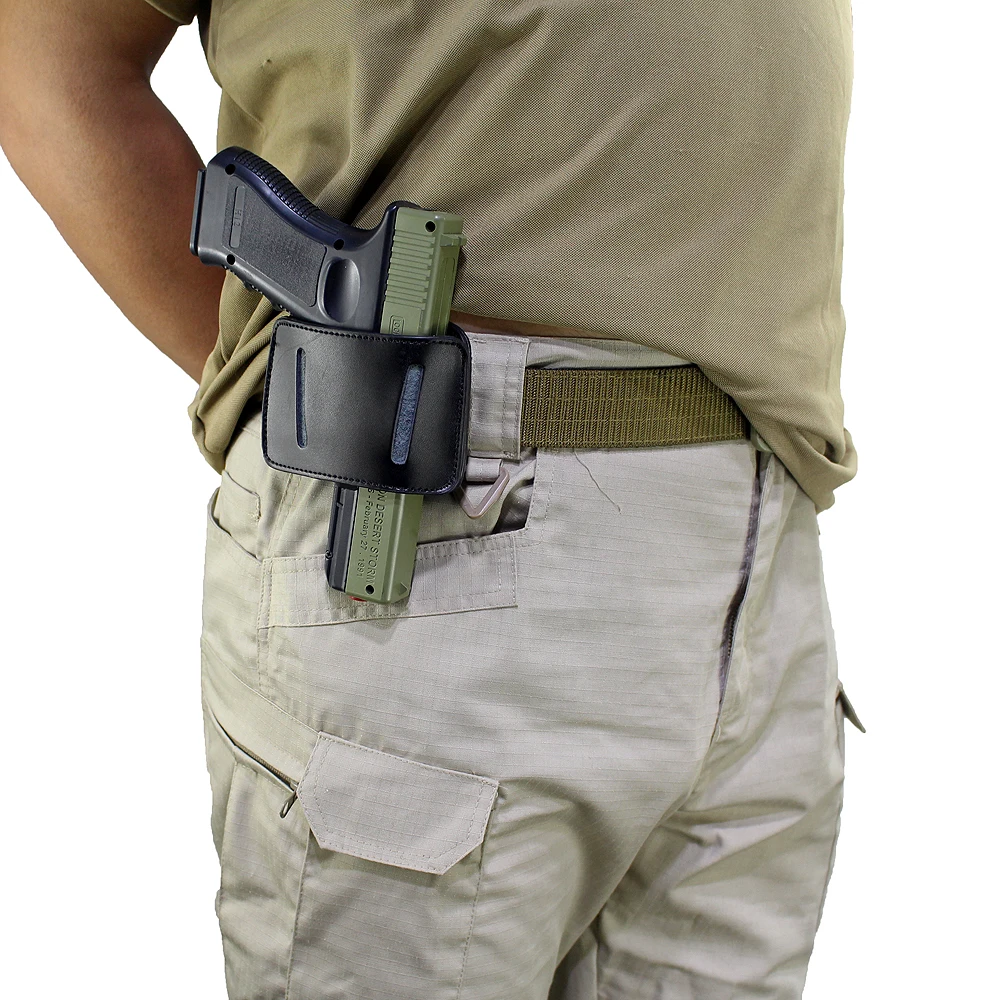 

Concealed Carry Gun Holster IWB OWB Leather Pistol Pouch Airsoft Hunting Gun Bag for All Sizes Handguns Glock 17 18 19