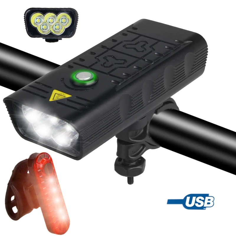 Водонепроницаемый USB передняя фара для велосипеда светильник T6 светодиодный