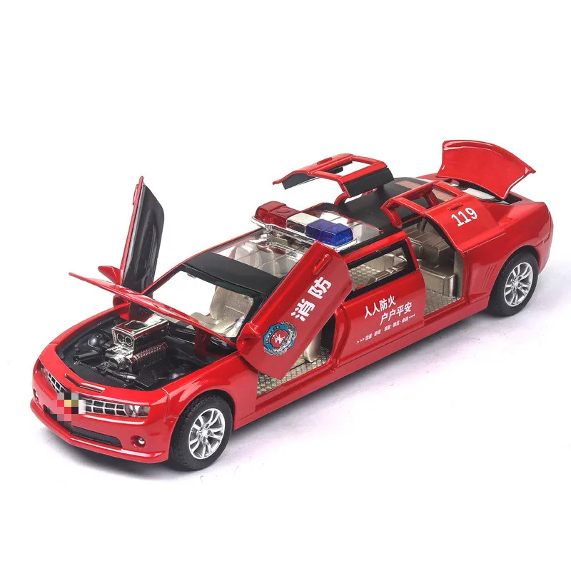 

1:32 Simulated Extended Chevrolet Alloy Toy Car with Sound and Light Open Door Pull BackToy Model Gift Toys for Children Boys