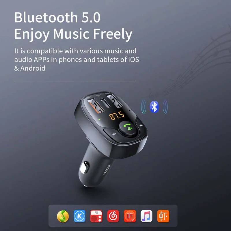 Автомобильное зарядное устройство ROCK 36 Вт Bluetooth FM-передатчик приемник громкой