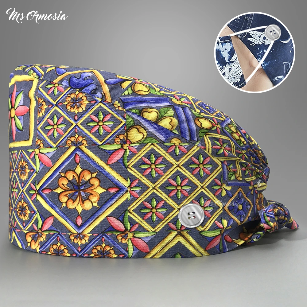 Шапка для медсестры Высококачественная лабораторная шапка унисекс хлопковая