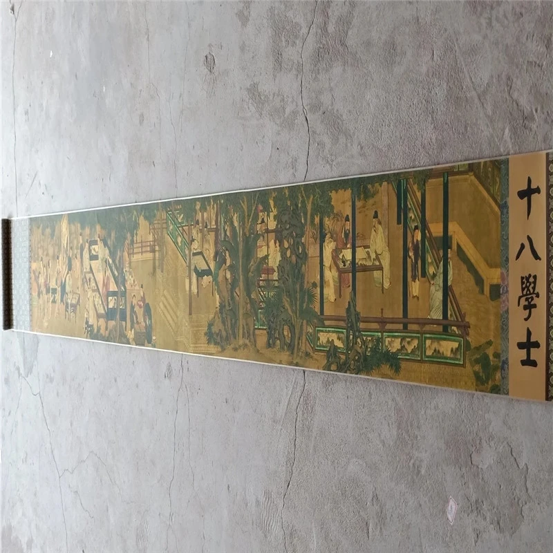 

Chinese Old Picture Paper " Eighteenth Scholar Painting" Long Scroll