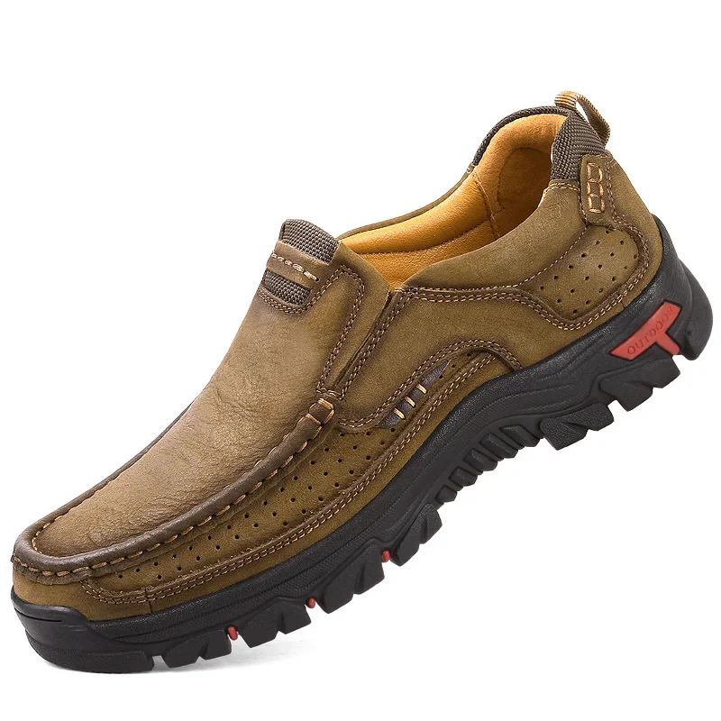 2020 New Spring Hight Quality Genuine Leather Shoes Casual Footwear Wear-resisting Sneakers Middle-aged Mens Autumn |