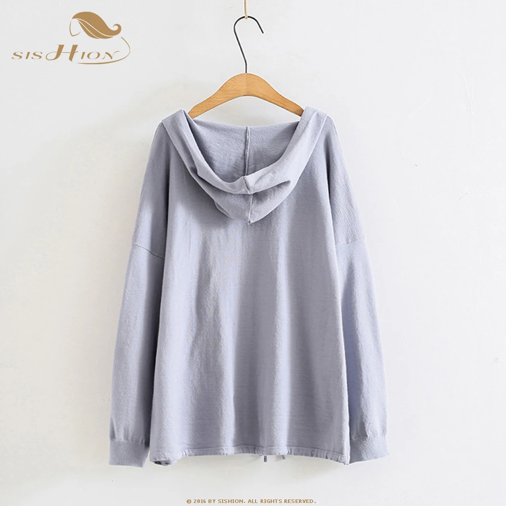 

SISHION Plus Size Women Knitted Hoodes Cardigan Jackets Casual Long Sleeve Solid Loose Sweater Coat Top SP0924