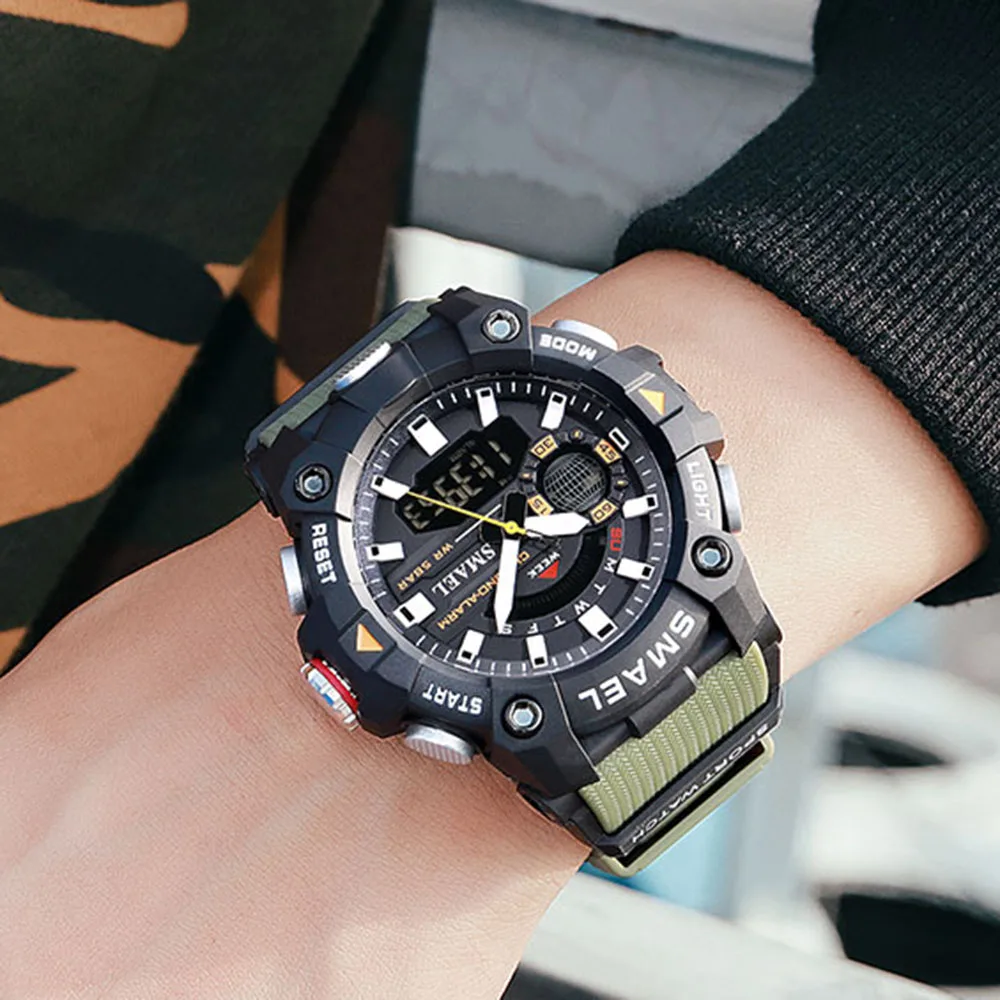 

Men Watches SMAEL Sport Watch Waterproof 50M Wristwatch Relogio Masculino Militar 1805 Men's Clock Digital Military Army Watch