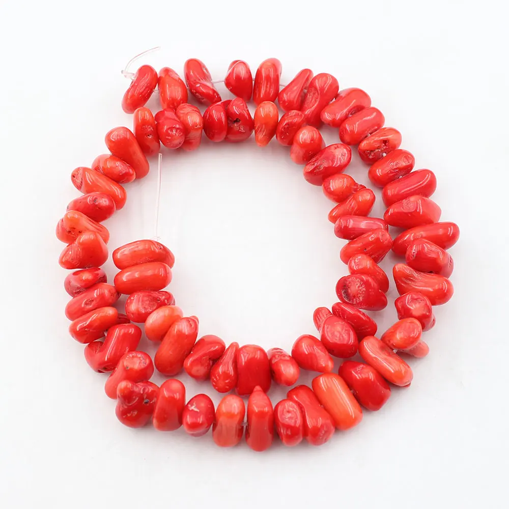 

APDGG 2 Strands Orange Coral Freedom Chips Nugget Beads Gemstone 15.5" Strand For Necklace Bracelet Jewelry Making DIY