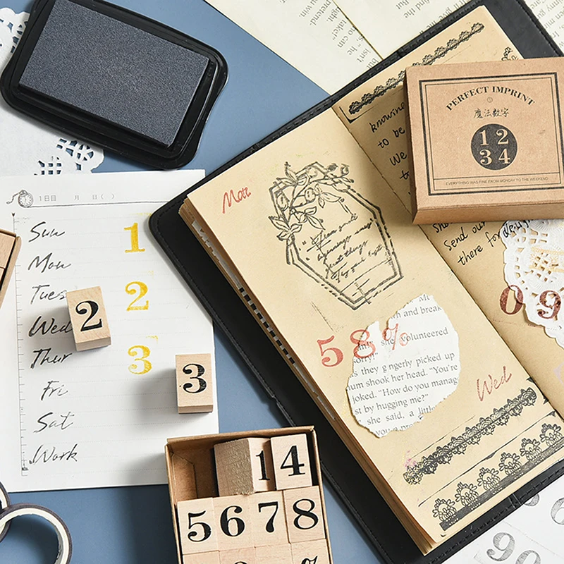 

Vintage Cursive Wooden Rubber Numbers English Months Weeks Seal Stamps Decor Months Weeks Seal Stamps Decor Numbers Stamps Stamp