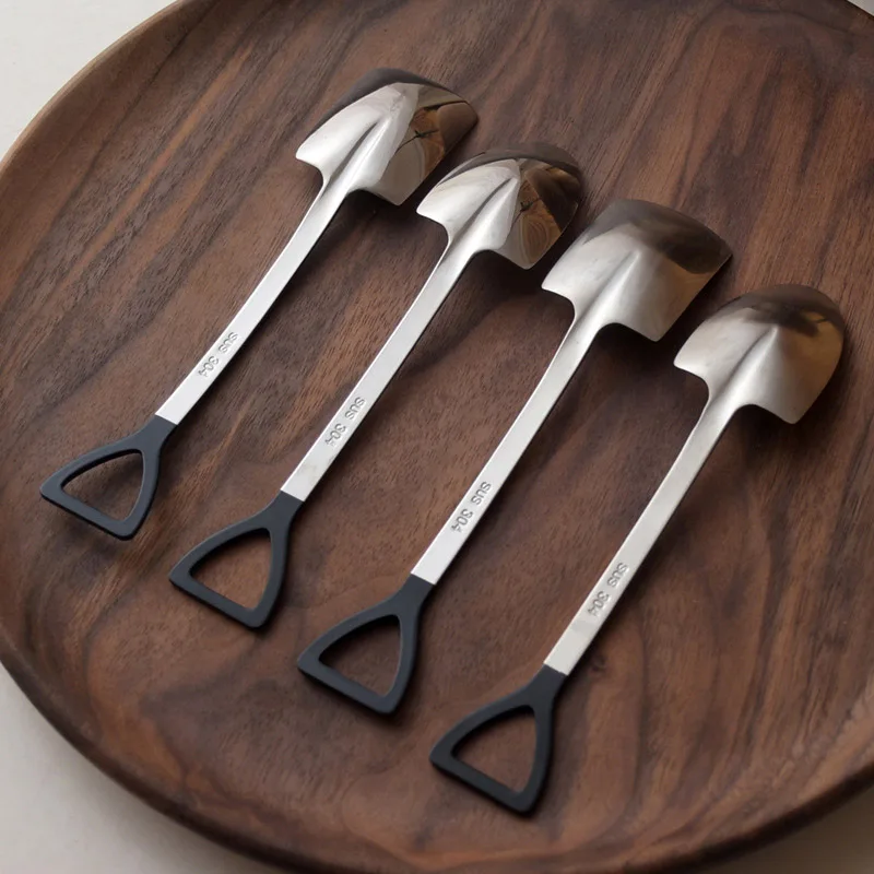 

Stainless Steel Shovel Spoon Retro Round Head Spoon Kitchen Gadget Decoration Bar Utensils 1 2