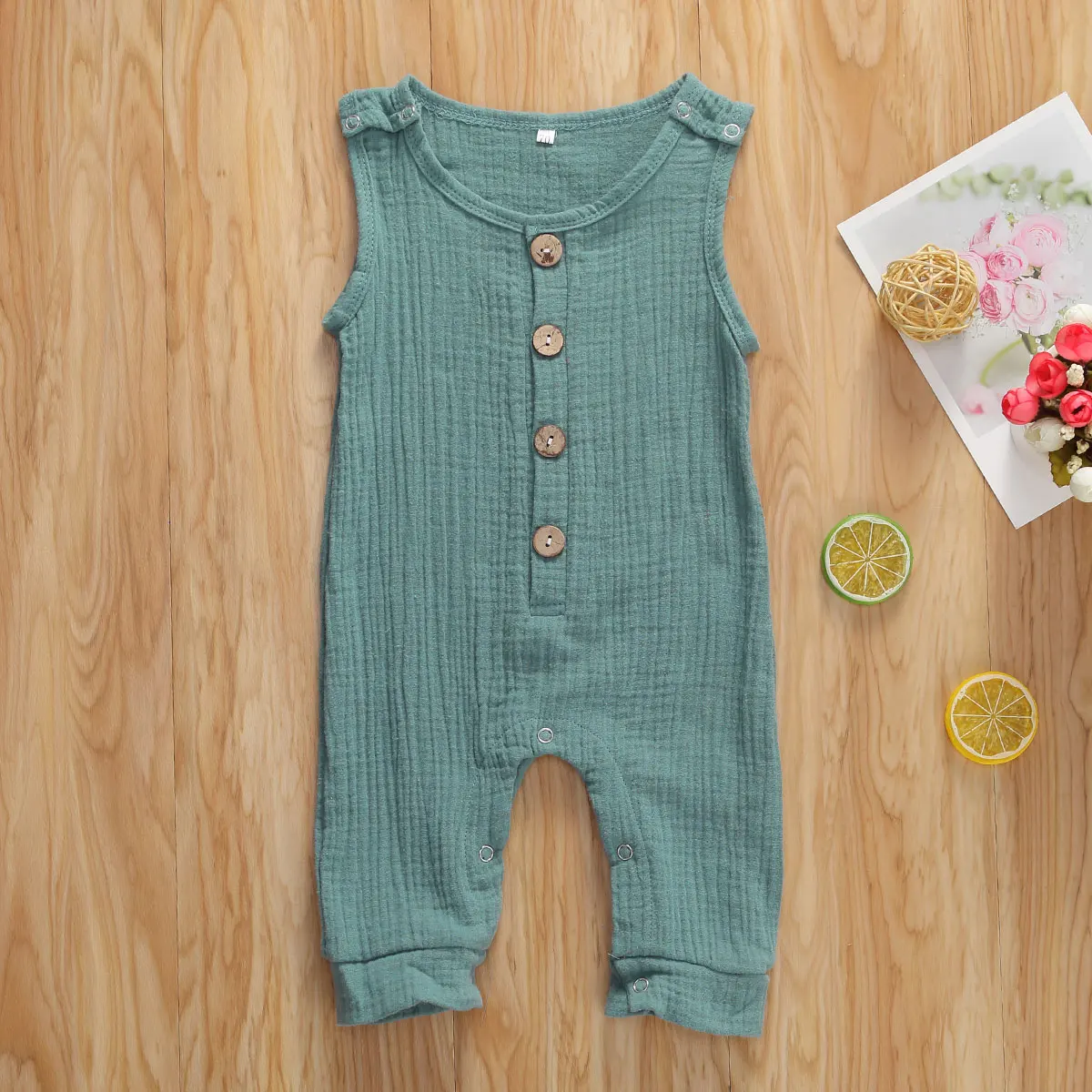 Комбинезон для младенцев из хлопка и льна без рукавов | Детская одежда обувь