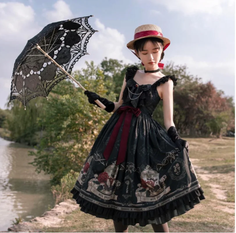 Платье в викторианском стиле с принтом каваи для девочек Готическая Лолита jsk loli