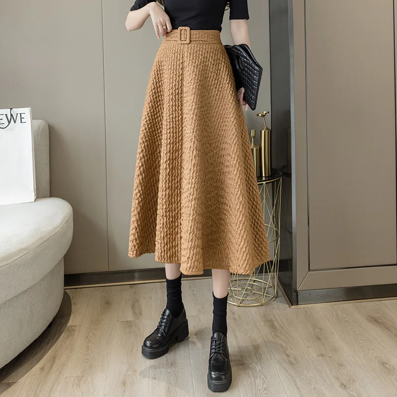 

Female Spring and Autumn High Waist New Mid-length Design Large Swing A-line Skirt