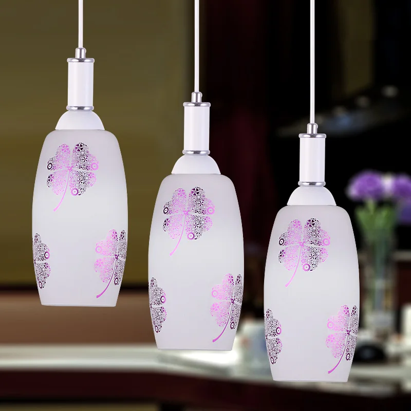 Современный стеклянный подвесной светильник в виде бутылки столовой с цветочным