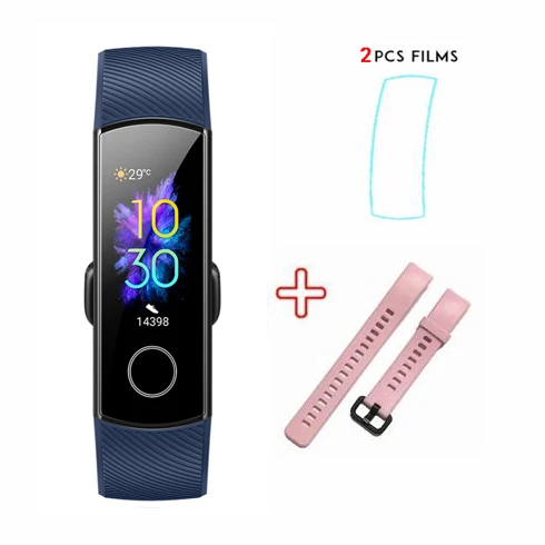 blue-pink-film Смарт-браслет huawei Honor Band 5 Oximeter с сенсорным экраном Magic color swim Detect Heart Rate Sleep Nap Honor Band5 - Цвет: blue-pink-film