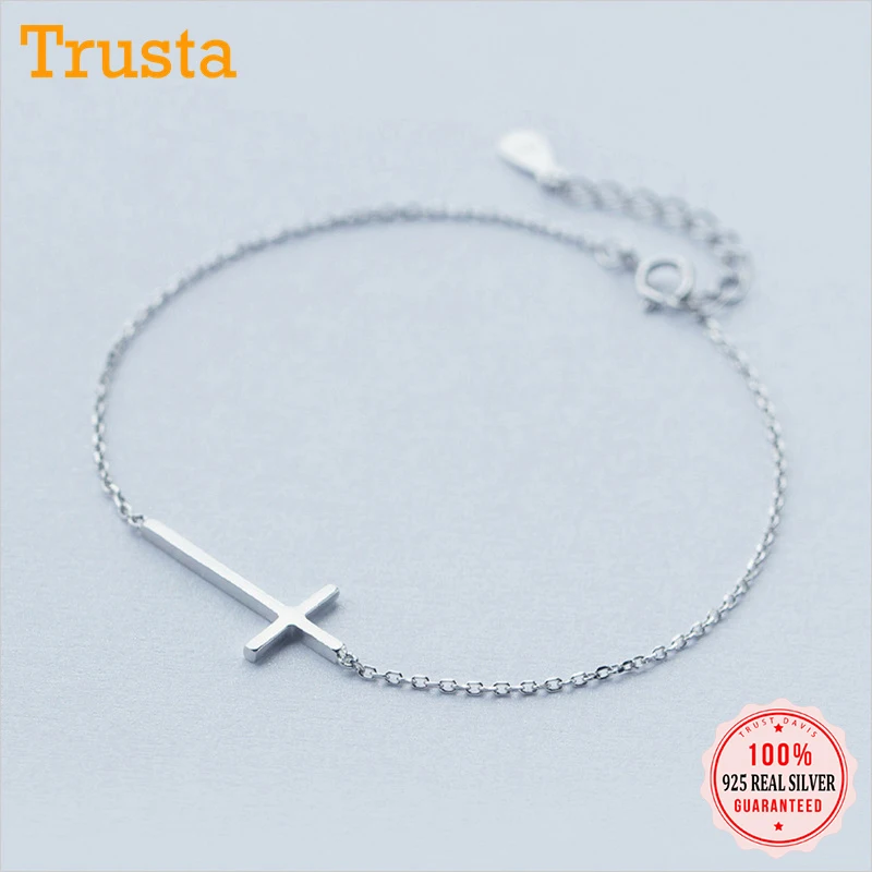 Trustdavis минималистичный 925 Стерлинговое Серебро Модный милый проволочный крест