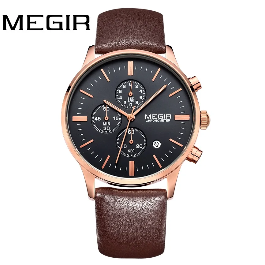 Люксовые часы от бренда MEGIR оригинальные Для мужчин лучший бренд класса люкс кожа