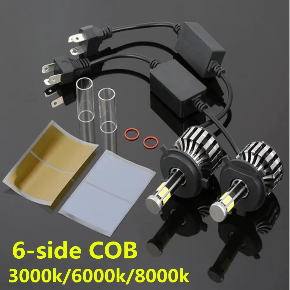 60 Вт 12000LM 6-боковые H7 светодиодный H4 H11 COB Противотуманные фары 9005/HB3 9006/HB4 9012 9004 9007 H13 H1 H3 880/H27 6000K 8000K 3000K светодиодные фары