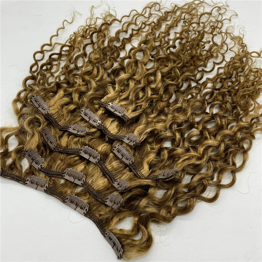 Clip In Hair Extensions Human Hair Curly 7pcs/Set Piano Color Clip Ins Remy Hair