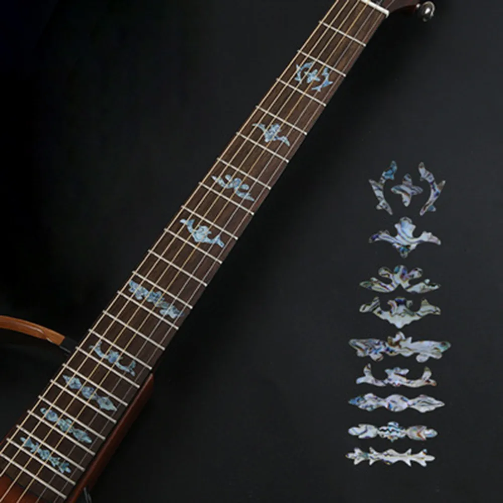 

Ultra Thin Fretboard Inlay Sticker Guitar Bass Fretboards DIY Decoration Markers PET Dragon Tree Flower Cat Pattern Stickers