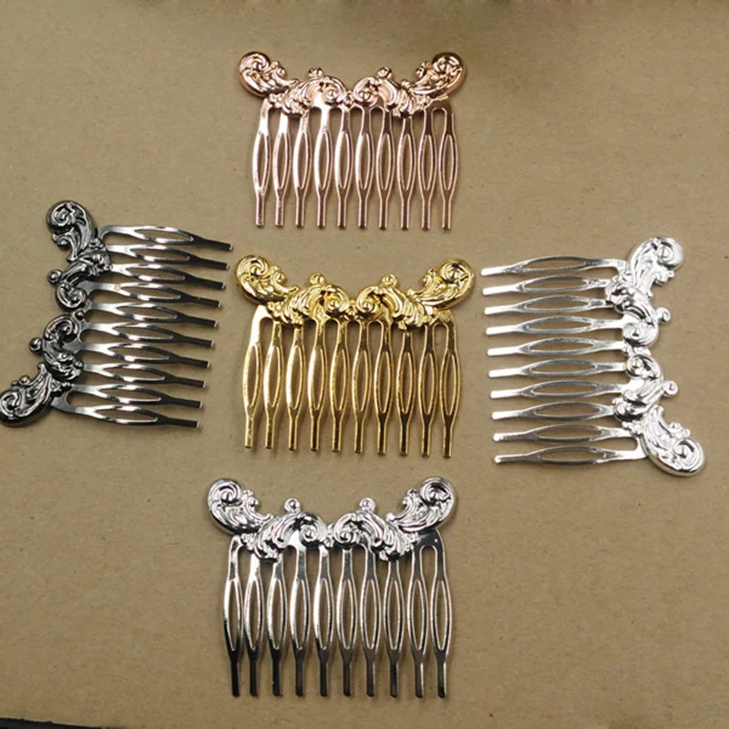 10 Зубцов винтажный Бронзовый лист расческа для волос женский цветочный мотив