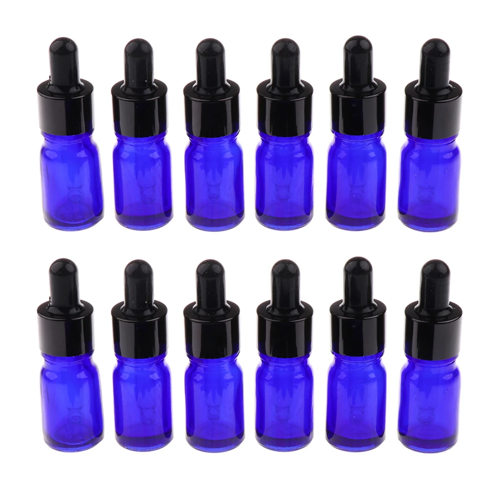 

Blue Glass Dropper Bottles with Tapered Droppers, 12 pack, Transparent