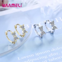 cute heart gold crystal earrings for women girls wedding 2021 trendy 925 sterling silver fashion jewelry valentines day gift