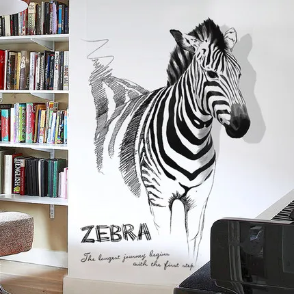 

Black Zebra Wall Sticker Teenager Room Decoration Aesthetic Modern Wallpaper Wall Decals for Living Room Bedroom Poster Art