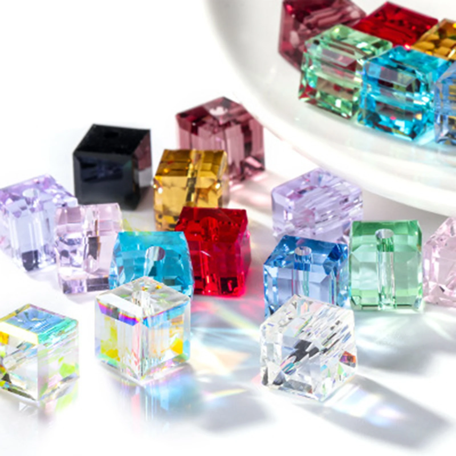 

DoreenBeads 1Packet (20PCs) Transparent Spacer Loose Beads Handamde Glass Beads Square 6mm/8mm DIY Making Bracelets Jewelry