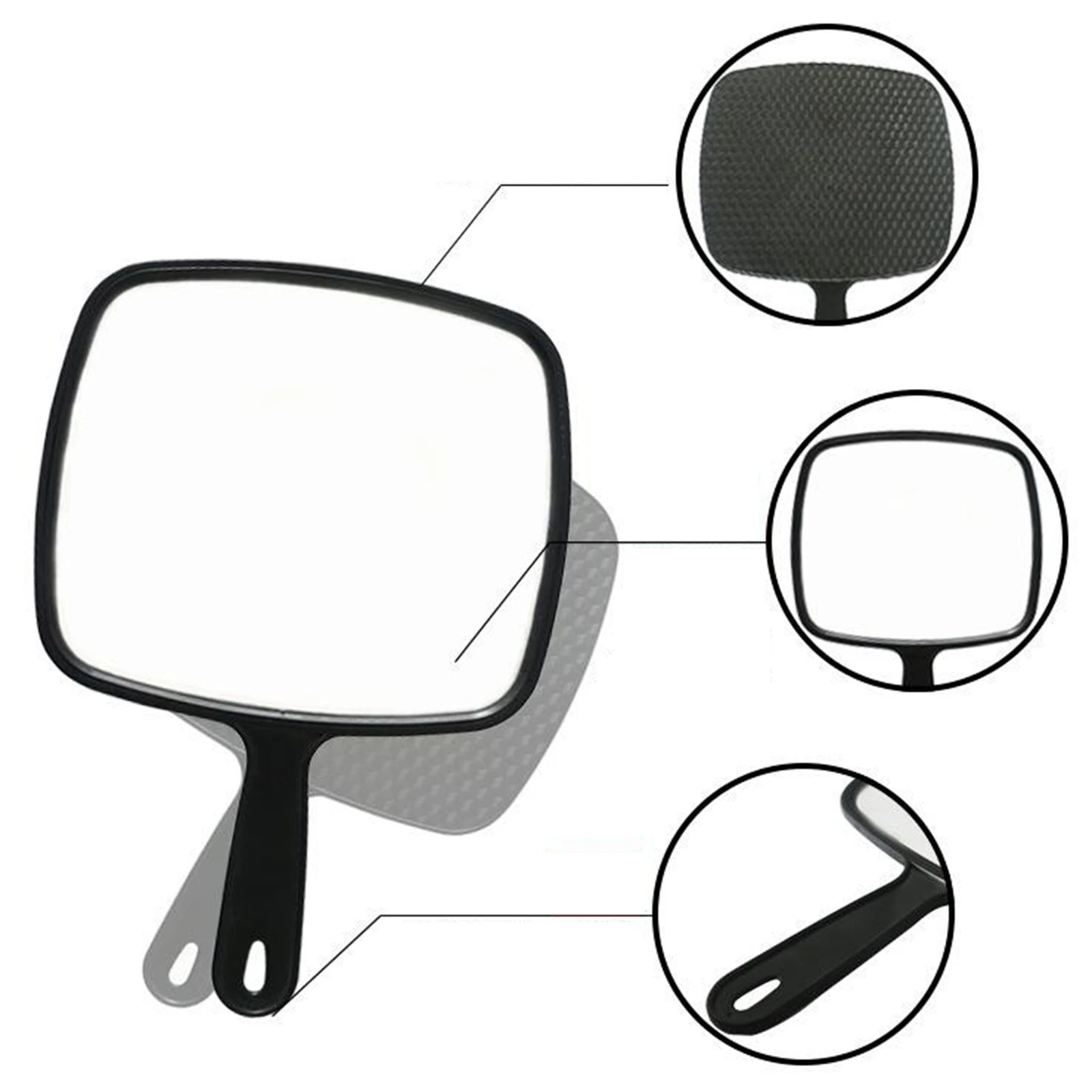 

Зеркало для парикмахерской с ручкой, профессиональное зеркало с широким углом обзора, квадратное зеркало для макияжа, для парикмахерской